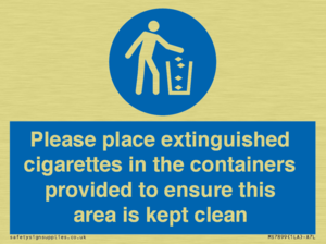 Please place extinguished cigarettes in the containers provided to ensure this area is kept clean